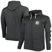 Men's Fanatics Heathered Black Brooklyn Nets Big \u0026 Tall Down and Distance Full-Zip Hoodie